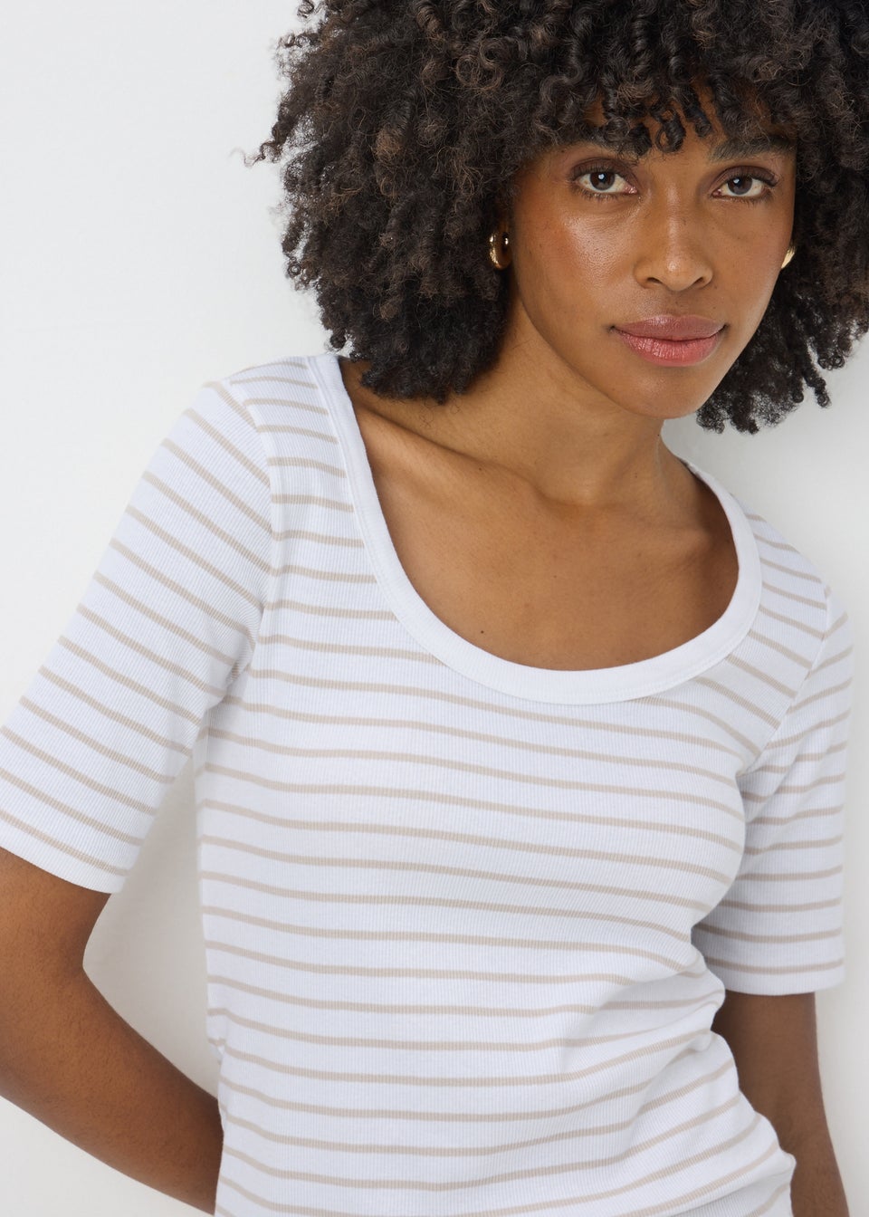 White Stripe Ribbed T-Shirt