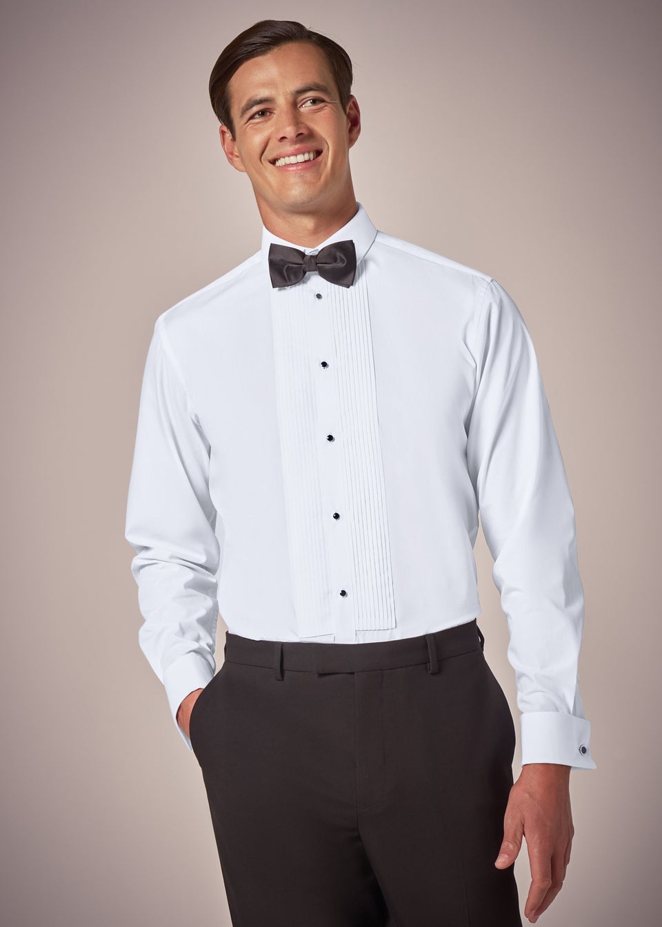 Taylor & Wright White Herringbone Regular Fit Shirt