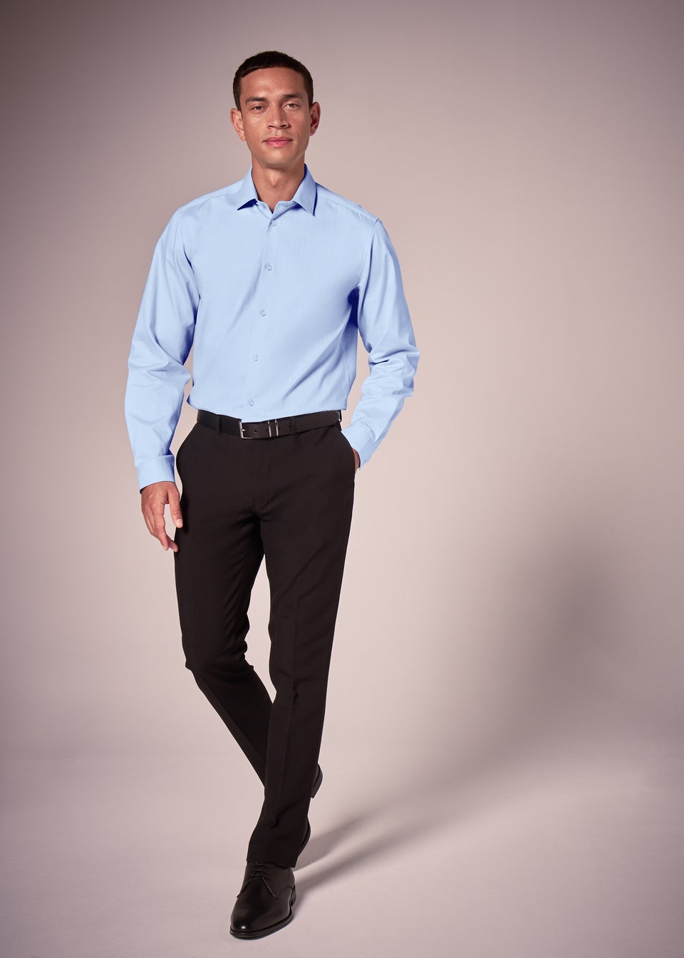 Taylor & Wright Blue Herringbone Regular Fit Shirt