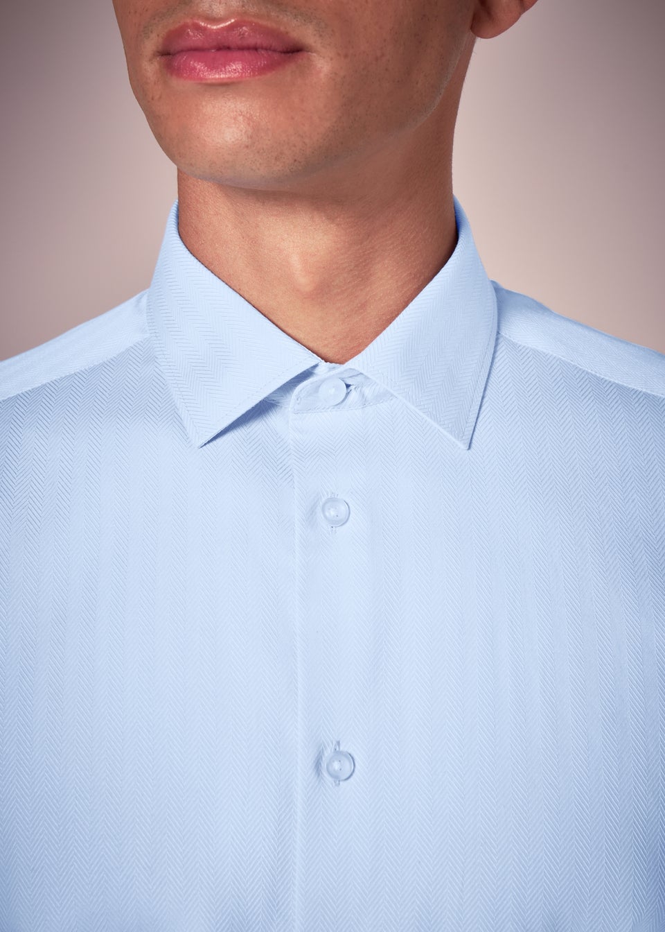 Taylor & Wright Blue Herringbone Regular Fit Shirt
