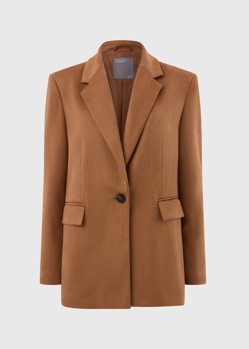 Tan Suedette Single Breasted Blazer