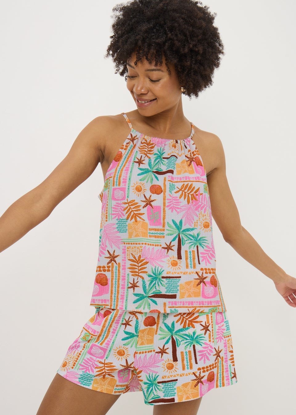Multicolour Summer Print Co Ord Top
