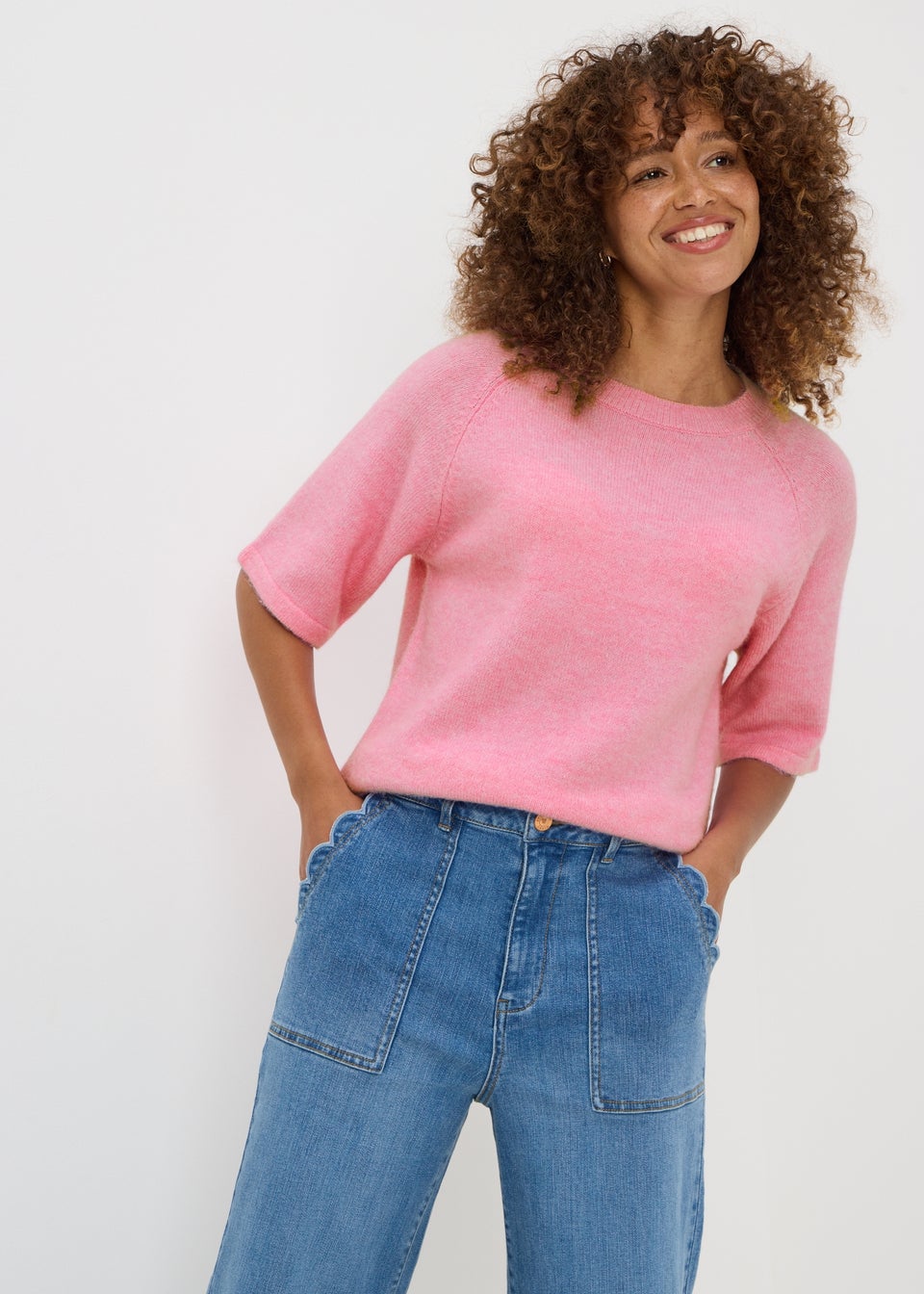 Pink Knit Spandex T-Shirt