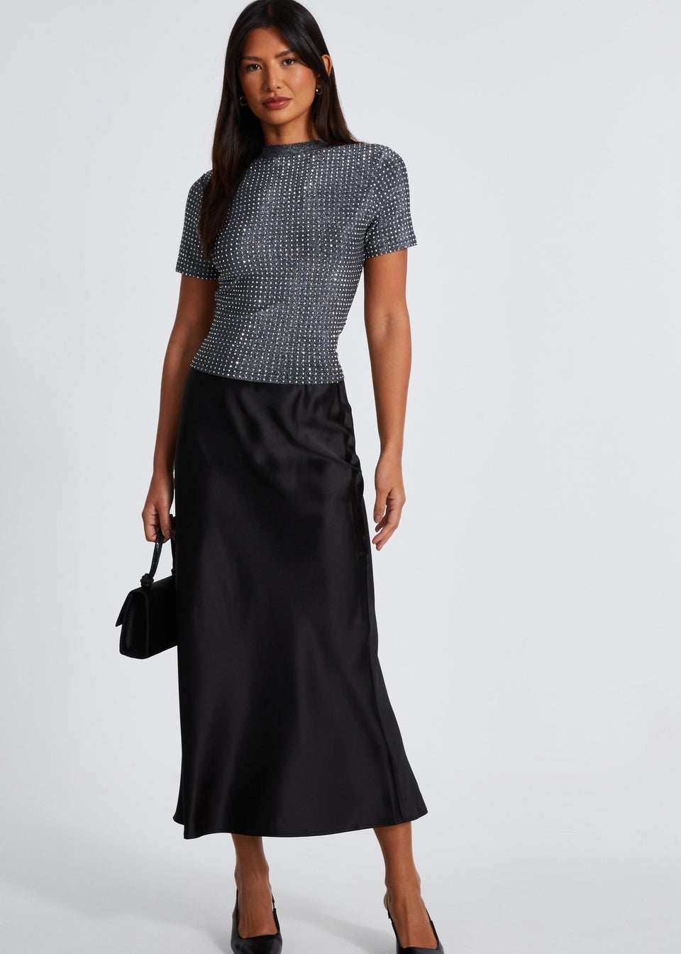 Quiz Black Knit Embellished Top