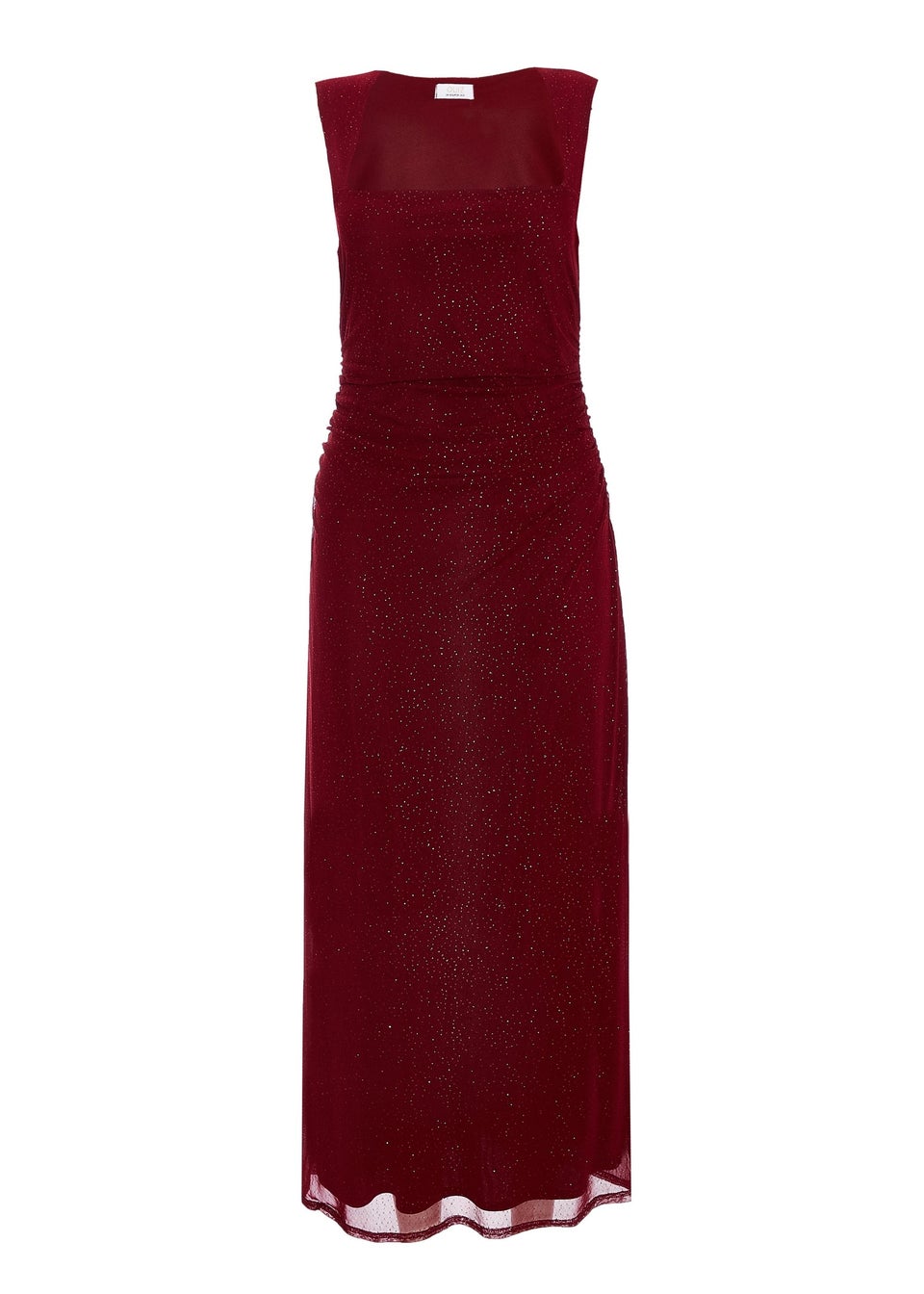 Quiz Burgundy Glitter Mesh Midaxi Dress