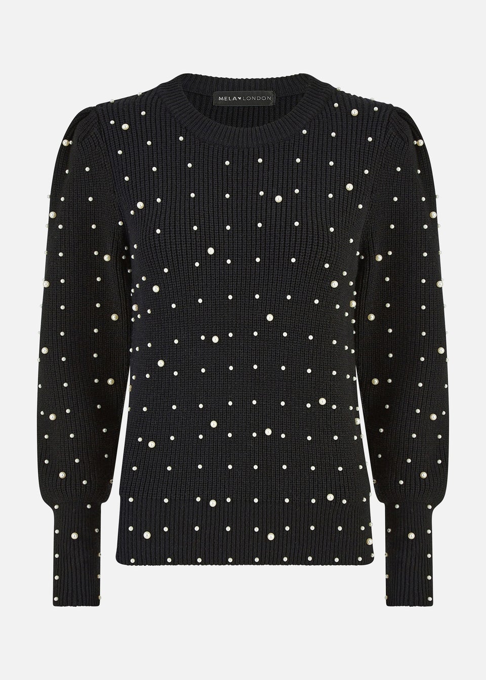Yumi Black All Over Pearl Knitted Jumper