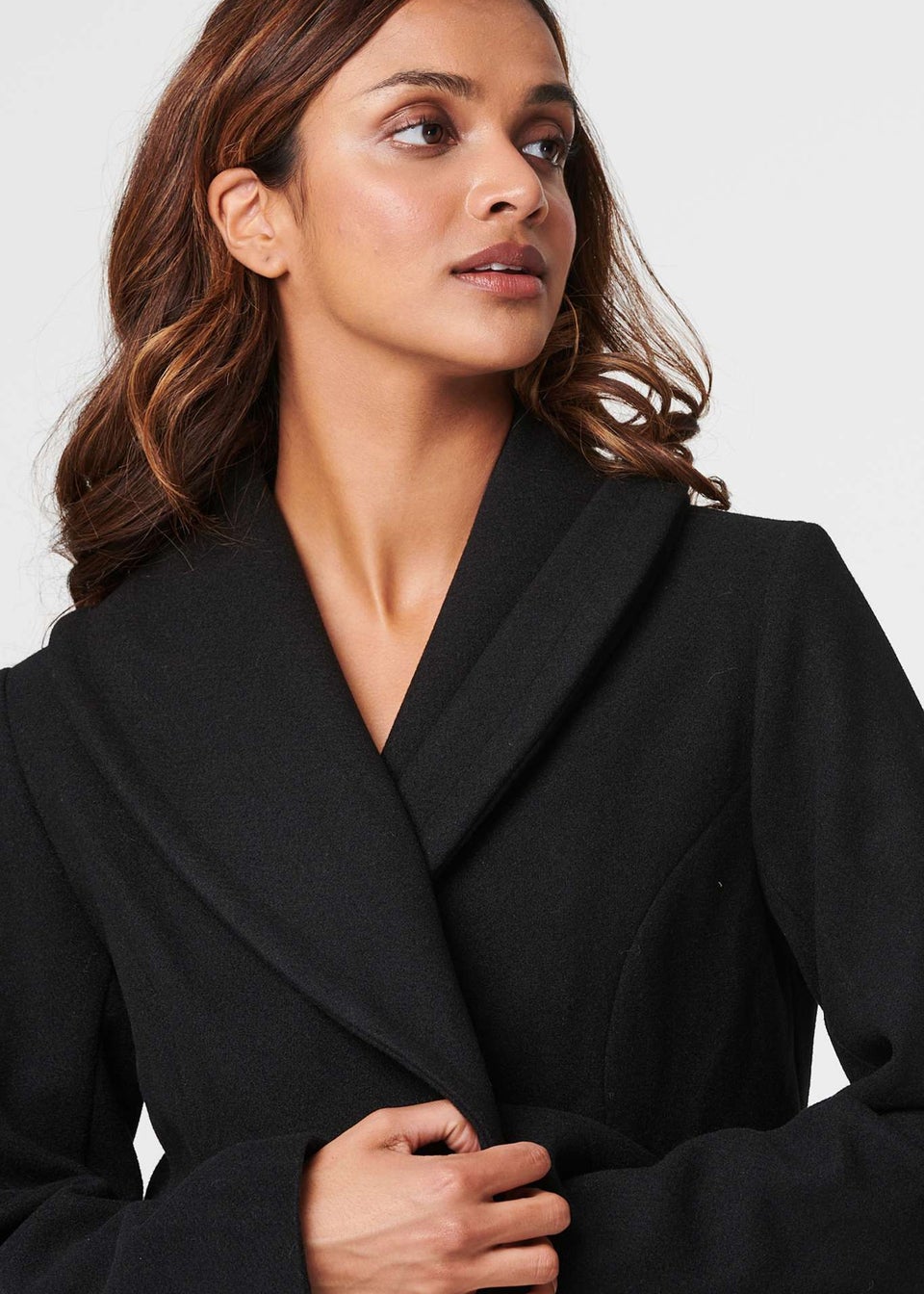 Izabel London Black Wrap Front Tie Waist Coat