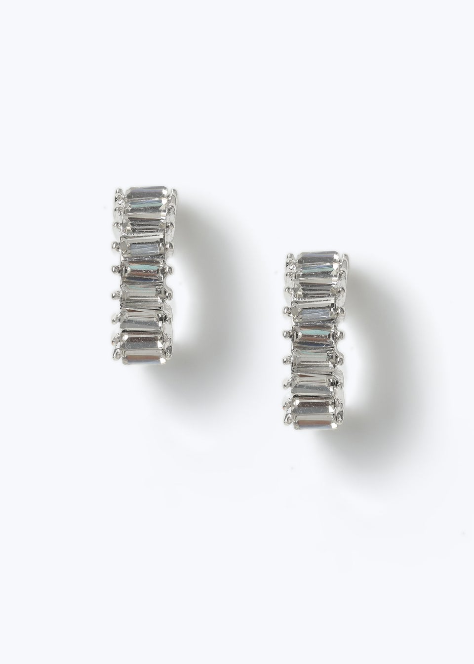 Muse Silver Baguette Hoop Earrings