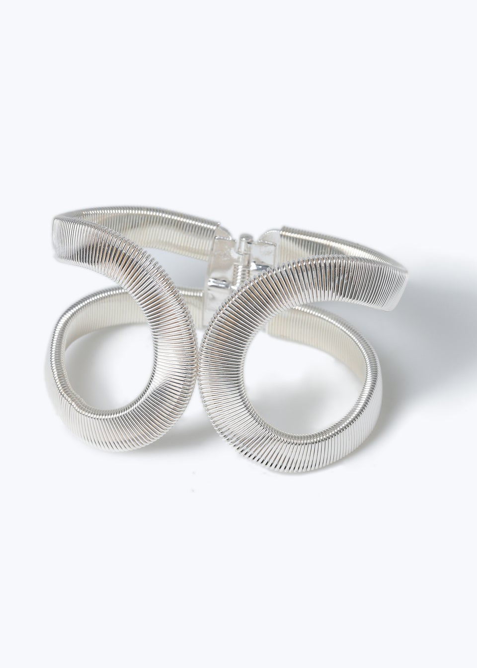 Muse Silver Ribbed Loop Cuff