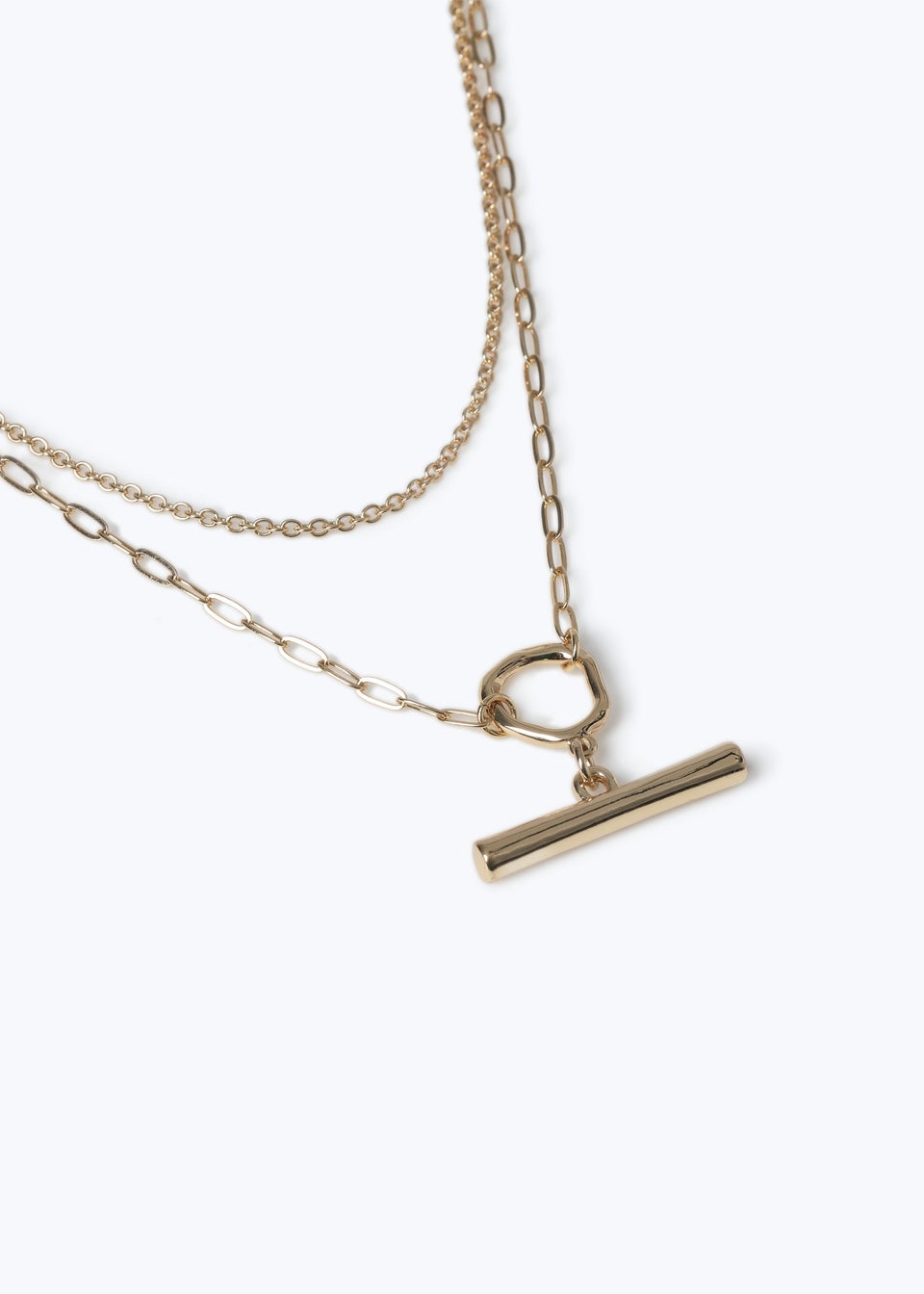 Muse Gold Multirow T Bar Necklace