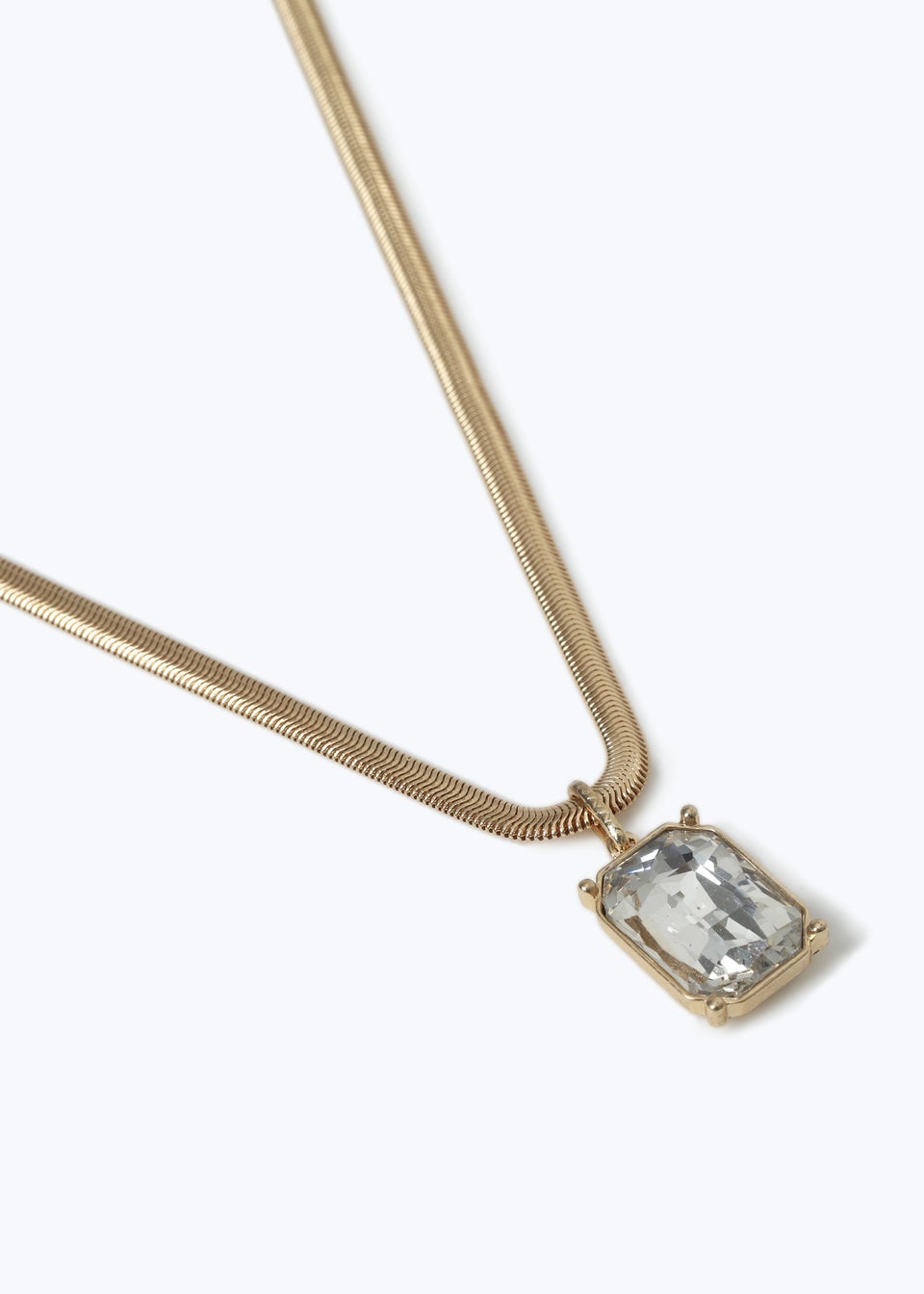 Muse Gold Square Crystal Snake Chain Necklace