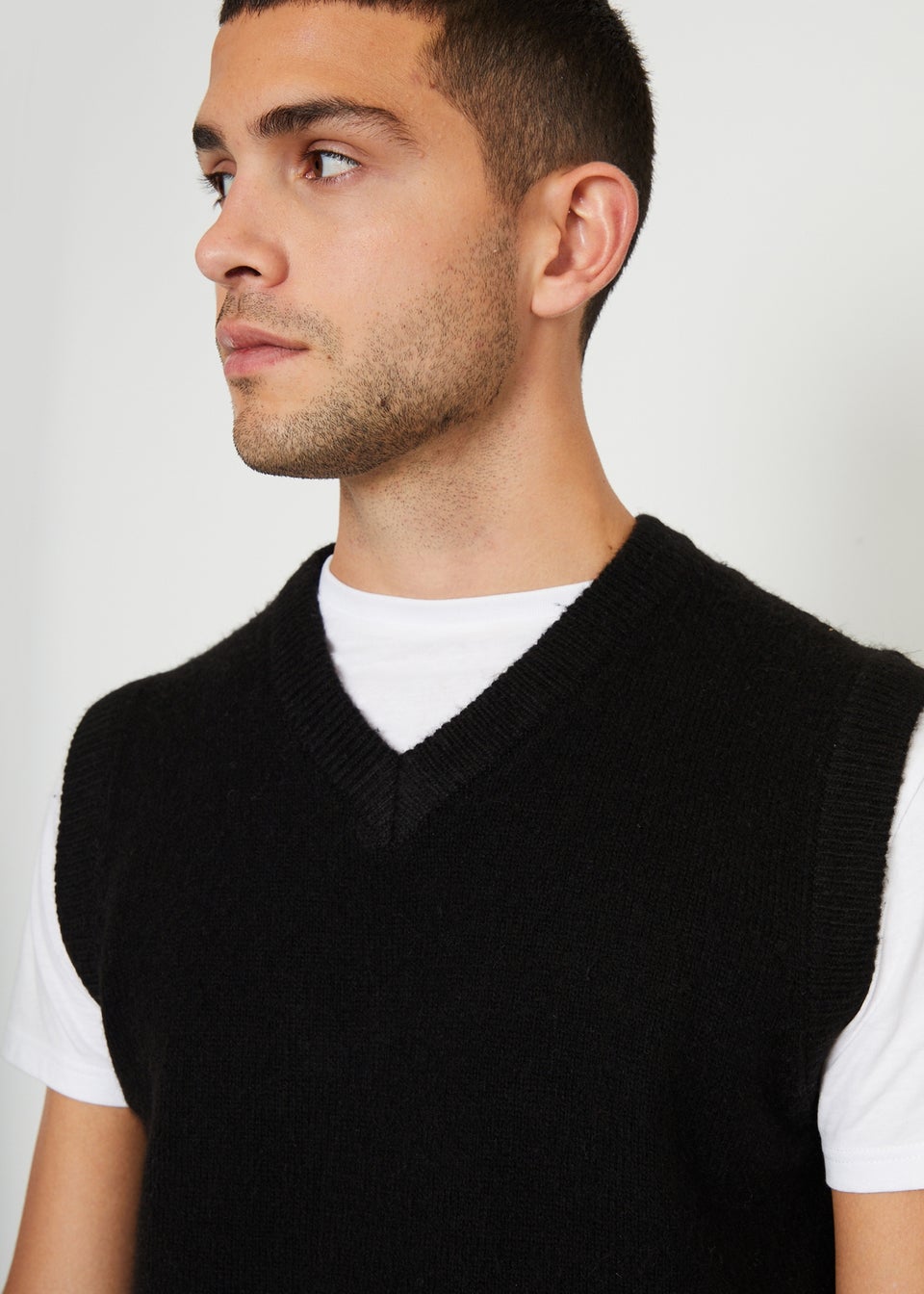 Threadbare Black V-Neck Knitted Vest