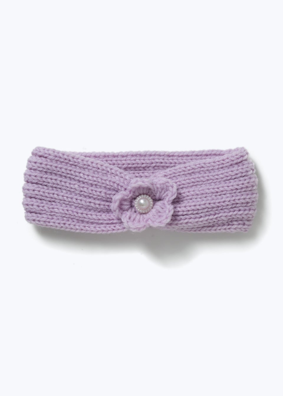 Muse Lilac Pearl Flower Knitted Headband