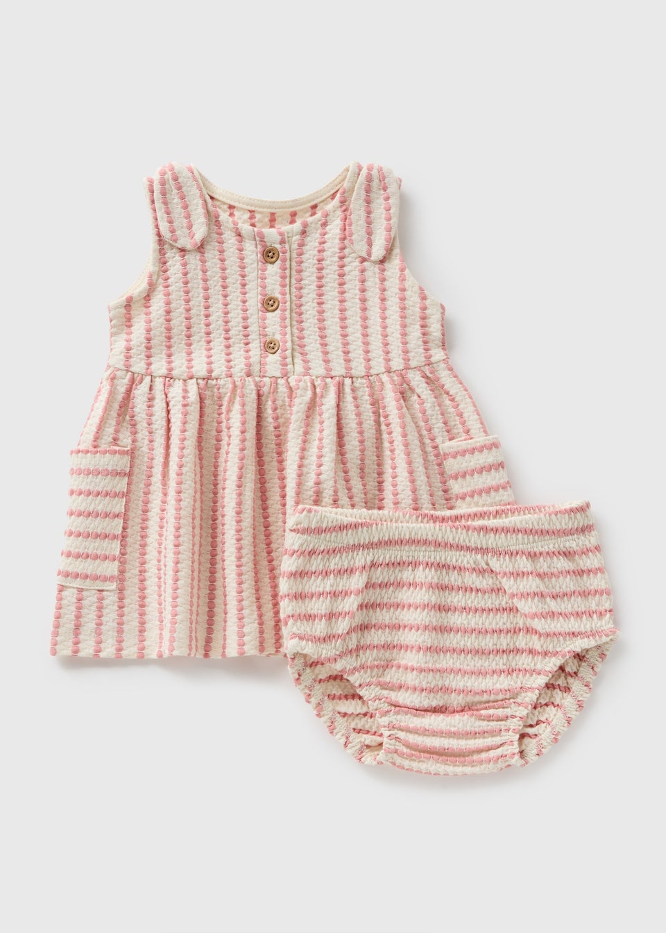 Baby Pink Stripe Dress & Knickers Set (Newborn-23mths)