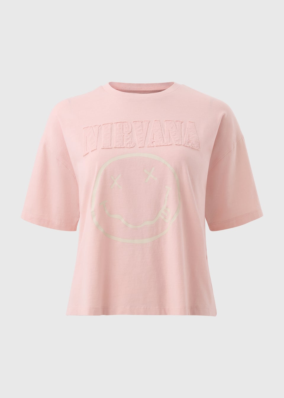 Nirvana Pink Frayed Graphic Box Fit T-Shirt