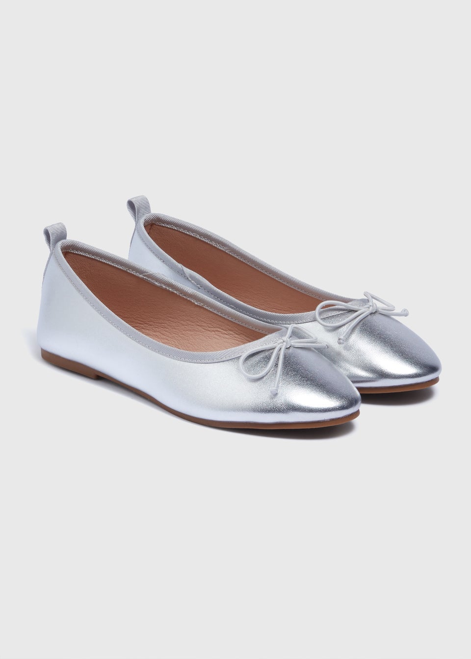 Girls Silver Metallic Ballet Shoes (Younger 12-Older 5)
