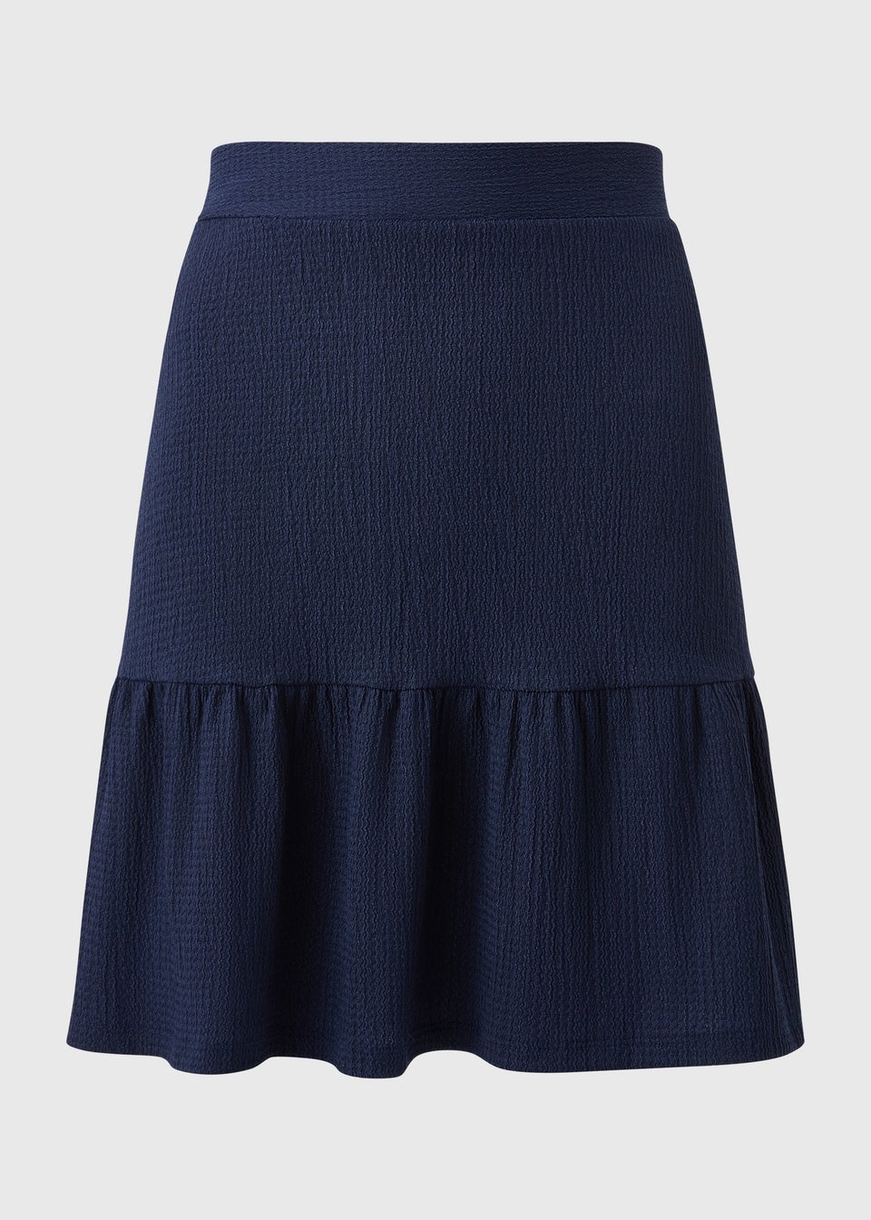 Navy Tiered Jersey Mini Skirt
