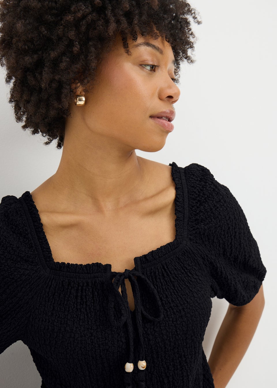 Black Textured Gyspsy Top