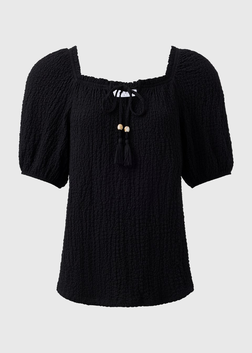 Black Textured Gypsy Top