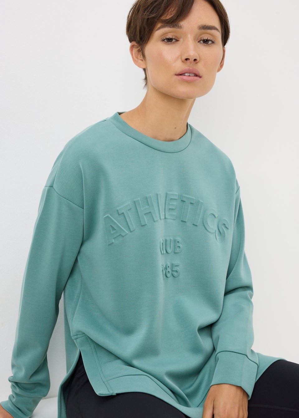 Souluxe Blue Athletics Slogan Embossed Sweatshirt