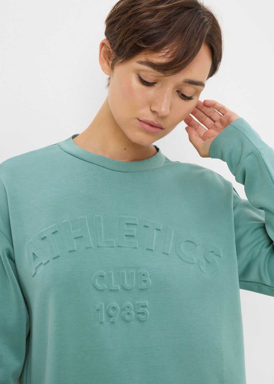 Souluxe Blue Athletics Slogan Embossed Sweatshirt