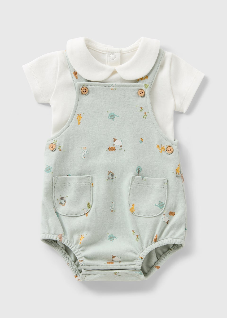 Baby Sage Farm Animal Romper Set (Newborn-12mths)