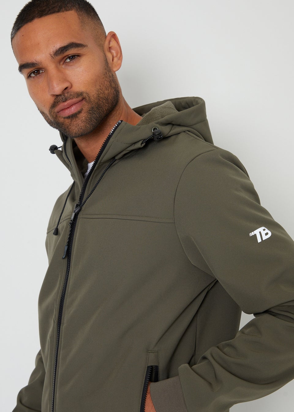 Threadbare Khaki Hooded Lightweight Jacket With Stretch