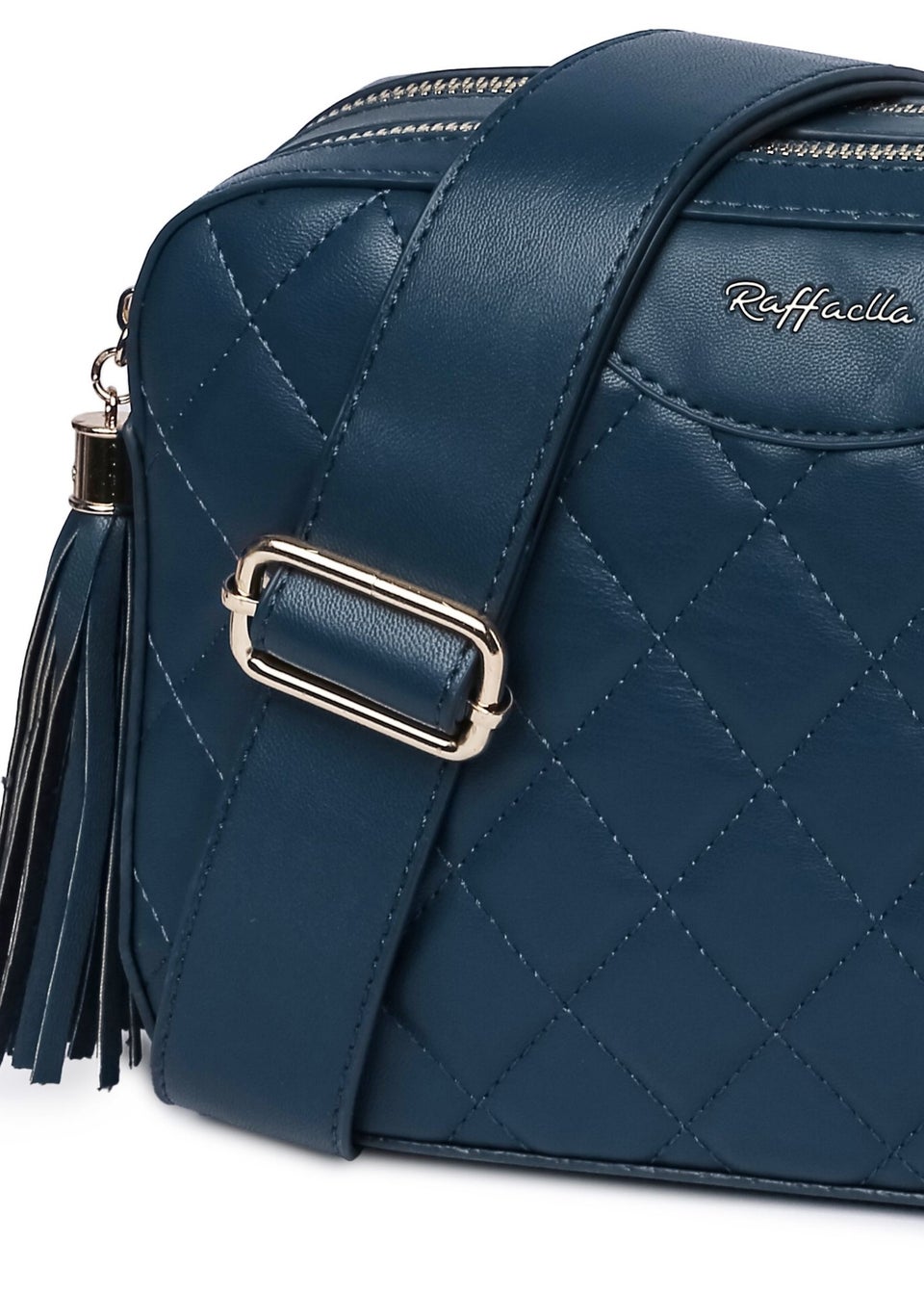 Raffaella Blue Quilted Cross Body Camera Bag