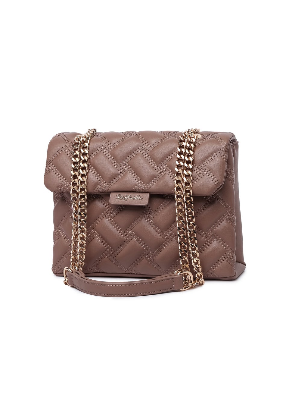 Raffaella Taupe Quilted Chain Shoulder Bag