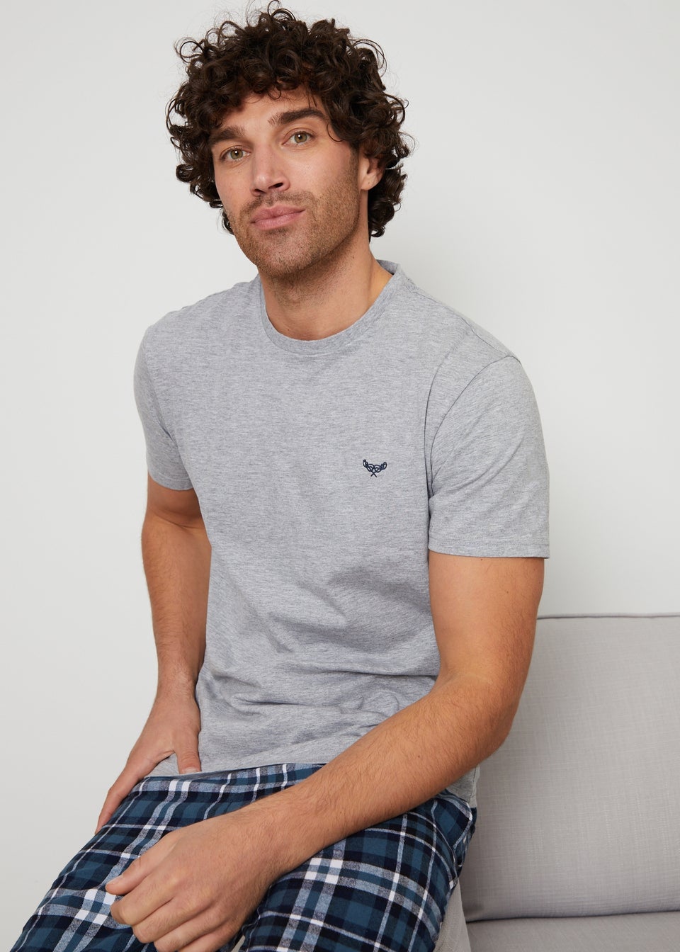 Threadbare Light Grey Cotton Blend Pyjama Set