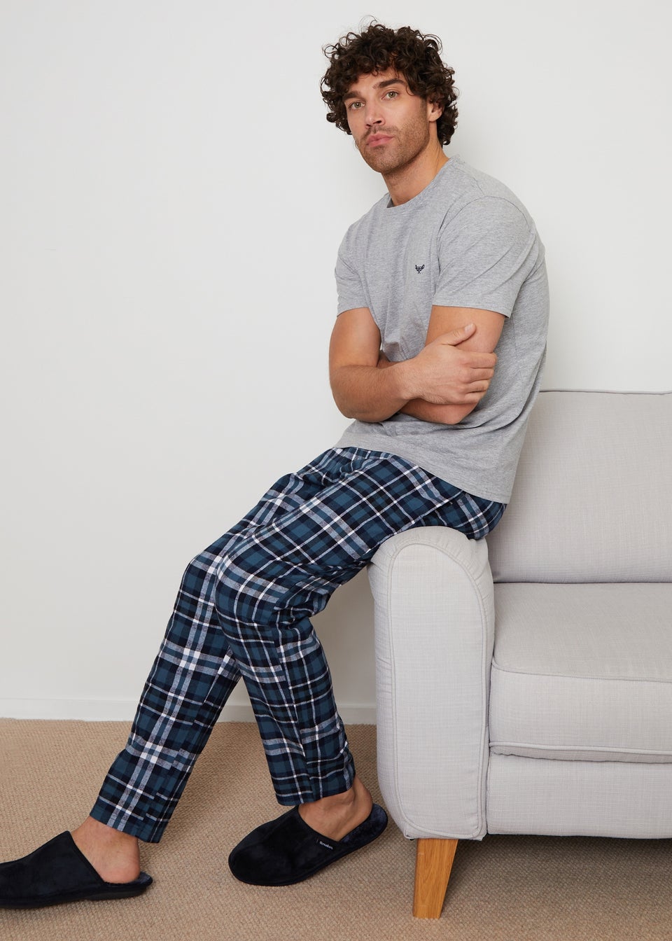 Threadbare Light Grey Cotton Blend Pyjama Set