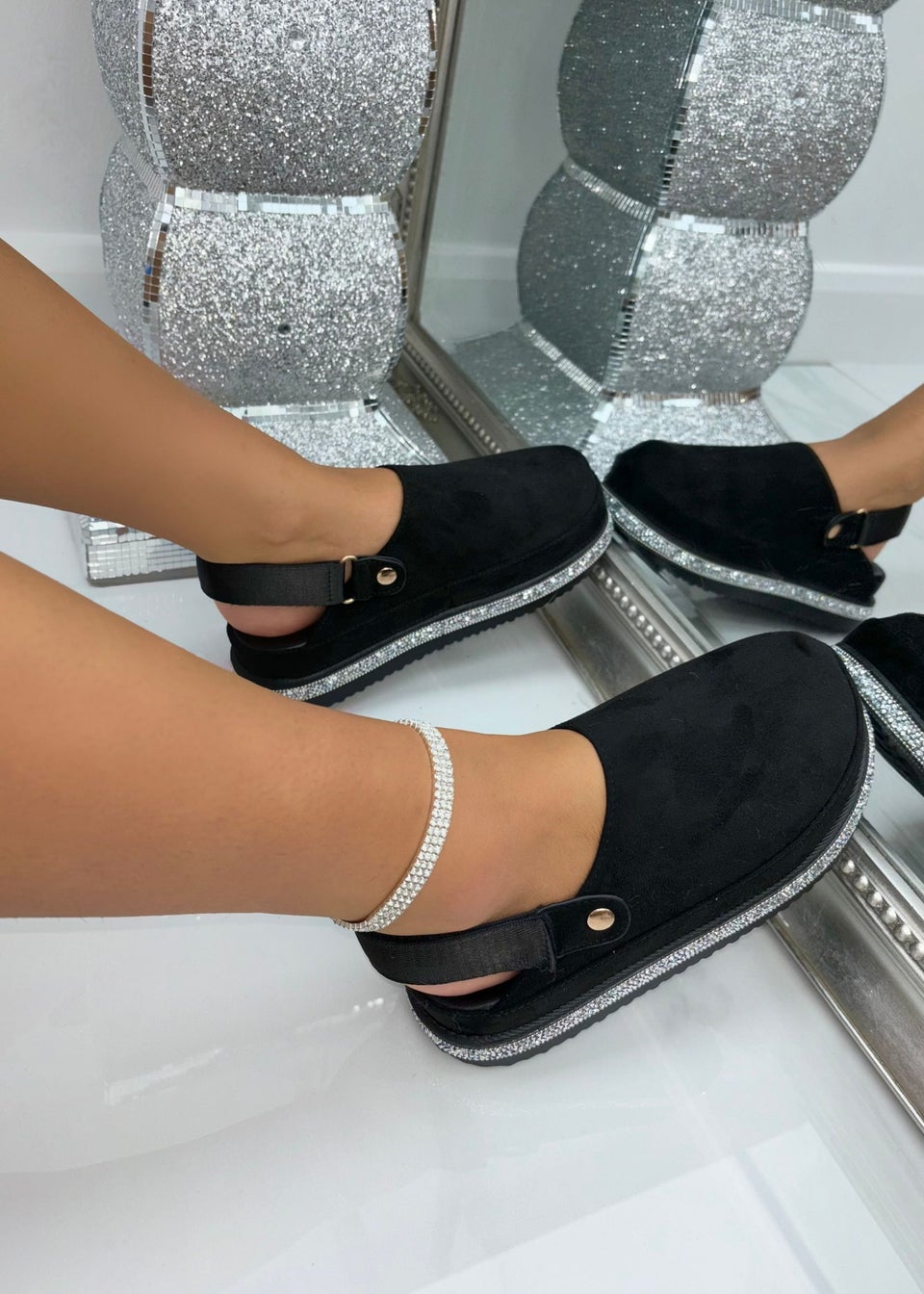 Love Lemonade Black Crystal Trim Snugg Clogs