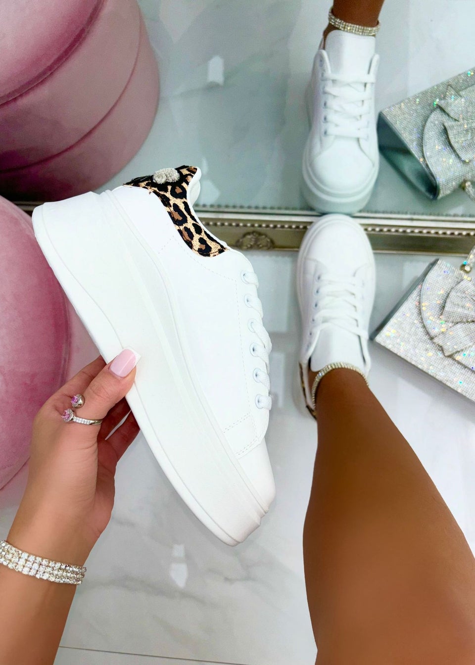 Love Lemonade Leopard Sparkly Trim Bumble Bee Chunky Trainers Matalan