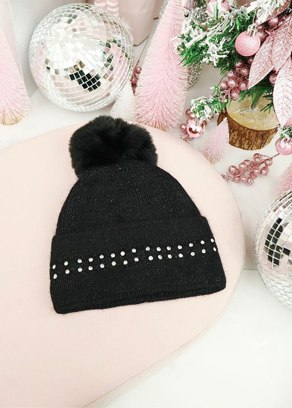 Love Lemonade Black Crystal Crush Sparkly Bobble Hat