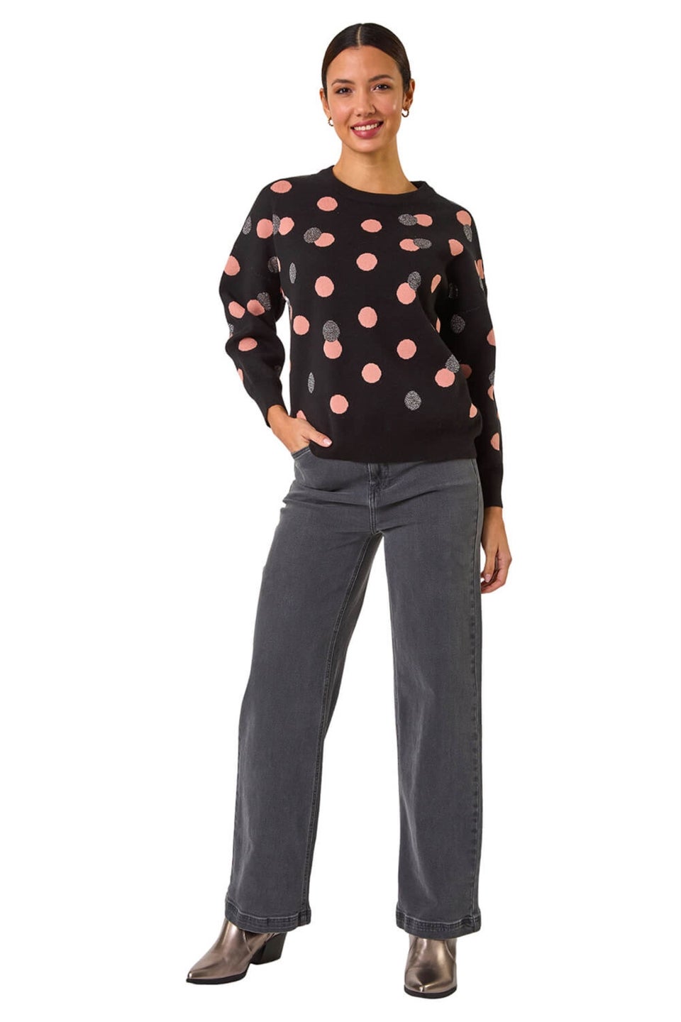Roman Black Spot Print Knitted Jumper