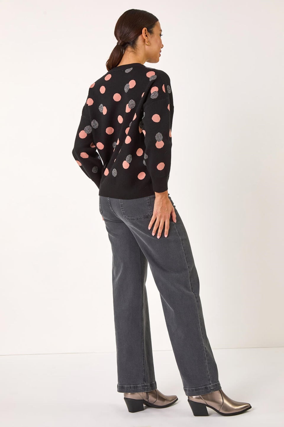 Roman Black Spot Print Knitted Jumper