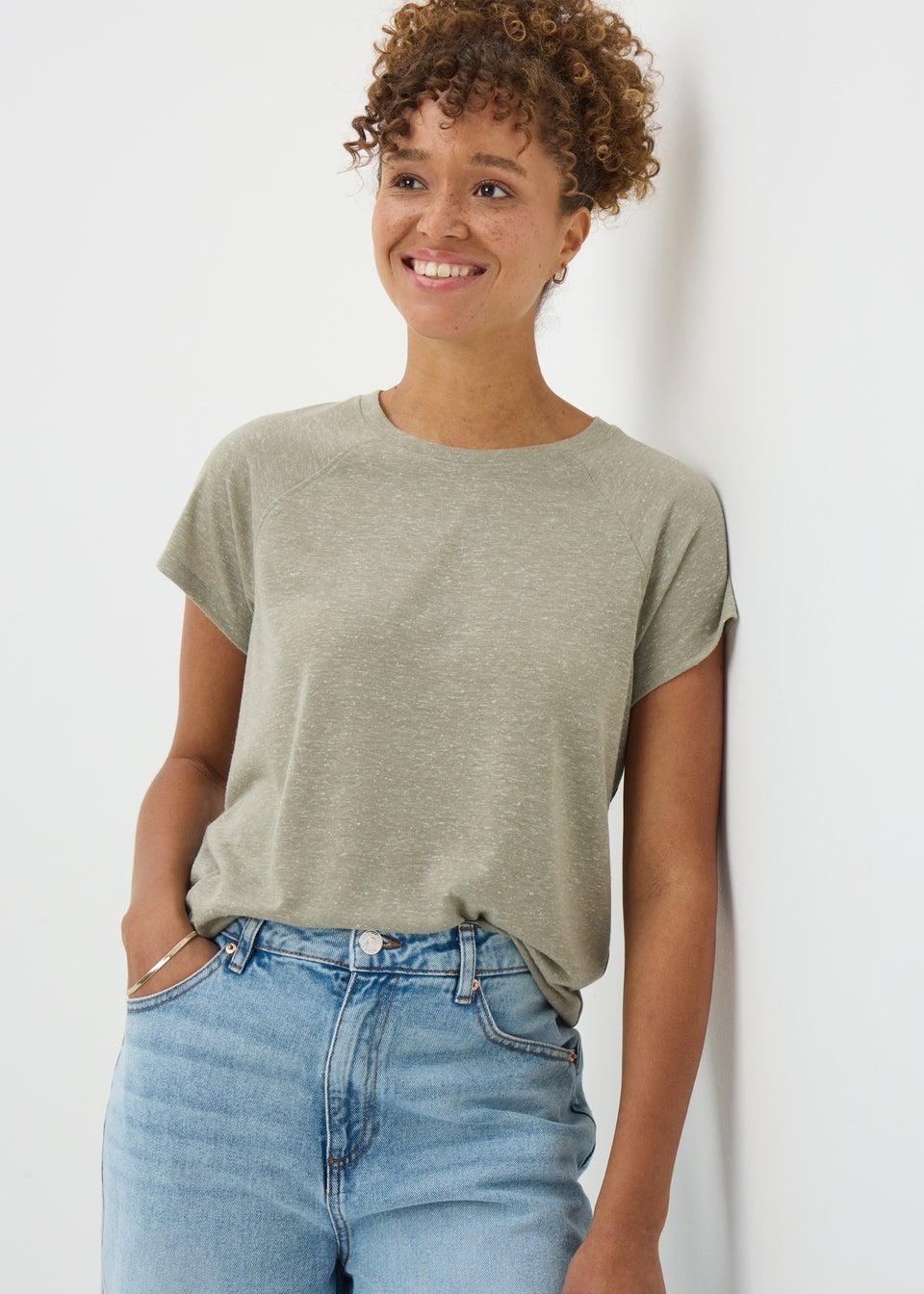 Sage Linen Blend Regular Fit T-Shirt