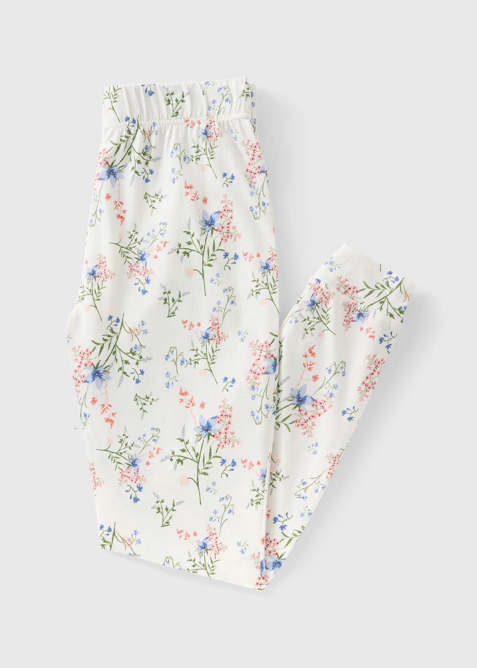 Cream Floral Cuffed Pyjama Bottoms