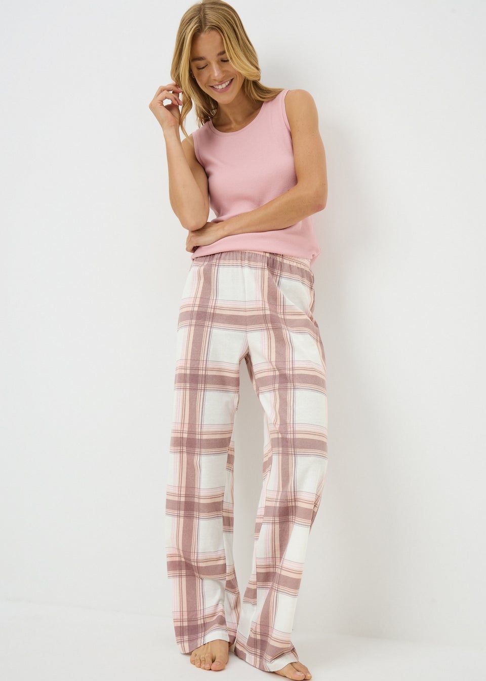 Pink Check Pyjama Bottoms