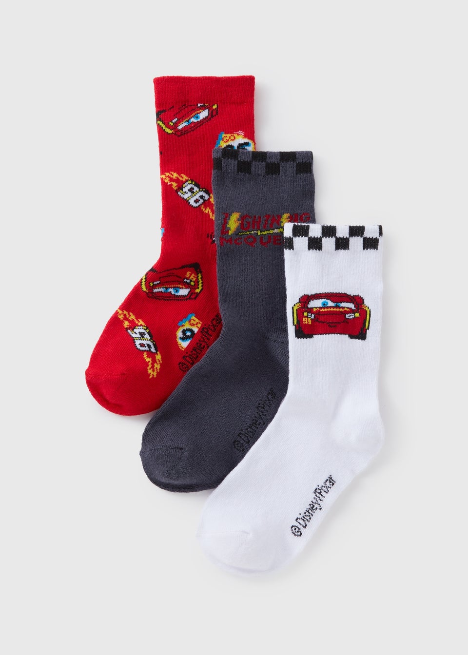 Cars 3 Pack Boys Red Socks (Younger 3-Older 12)