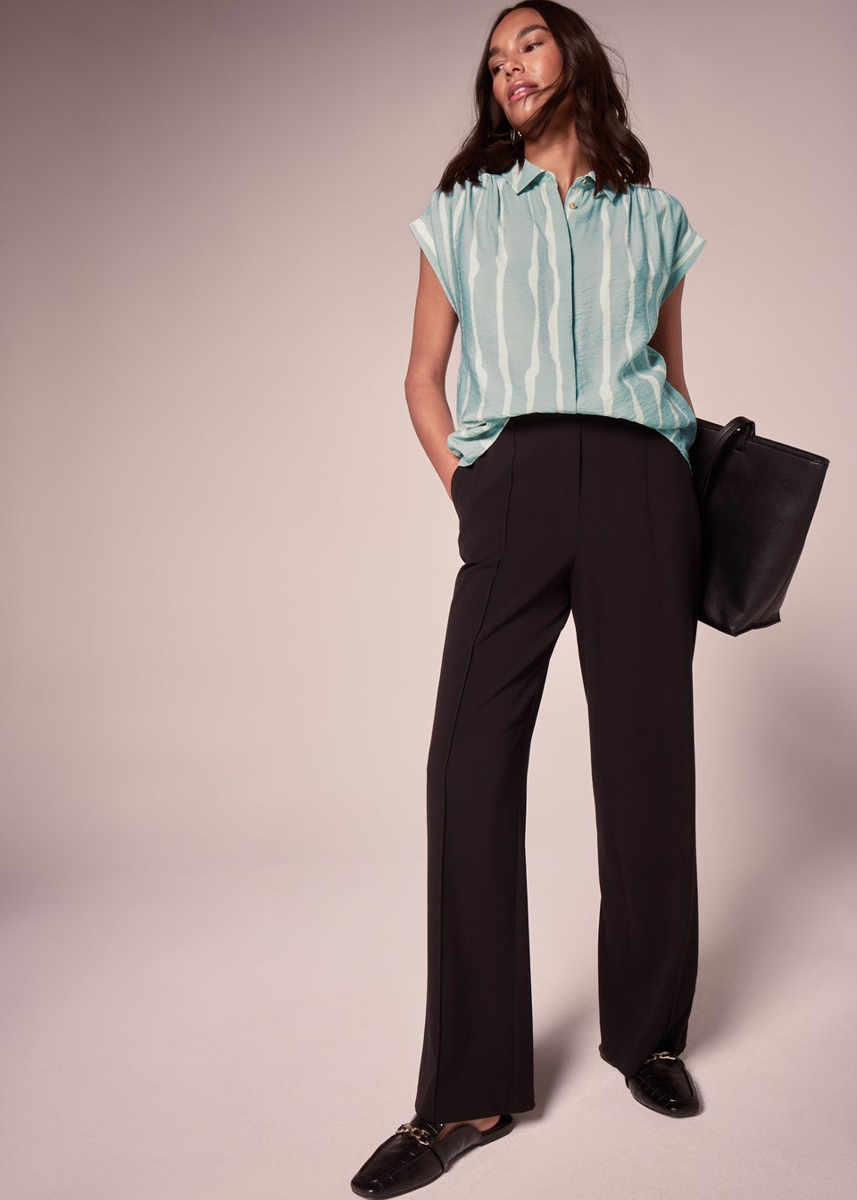Et Vous Sage Stripe Blouse