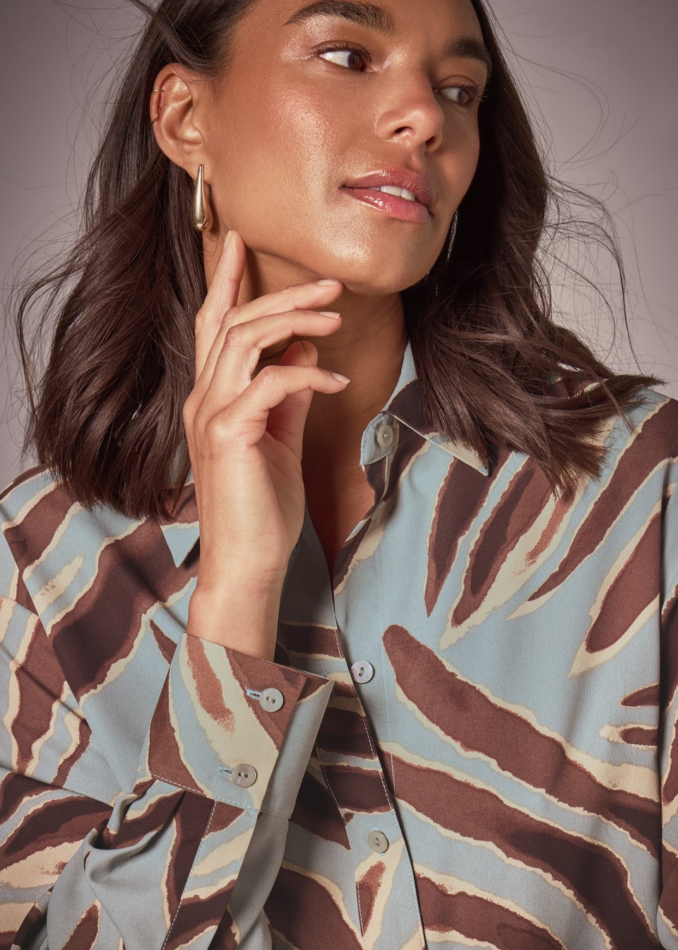 Et Vous Sage Zebra Longline Blouse