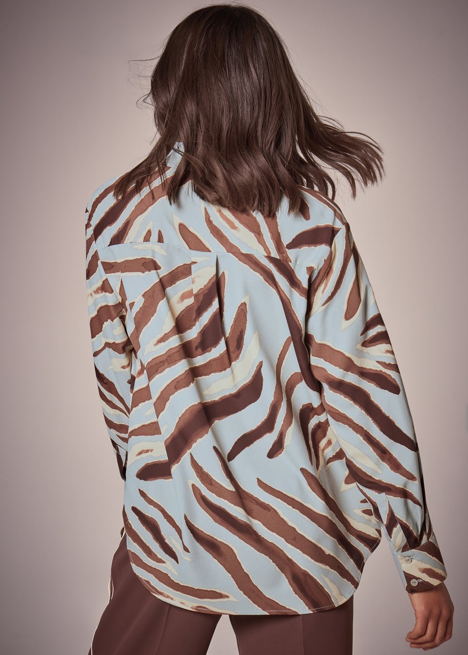 Et Vous Sage Zebra Longline Blouse