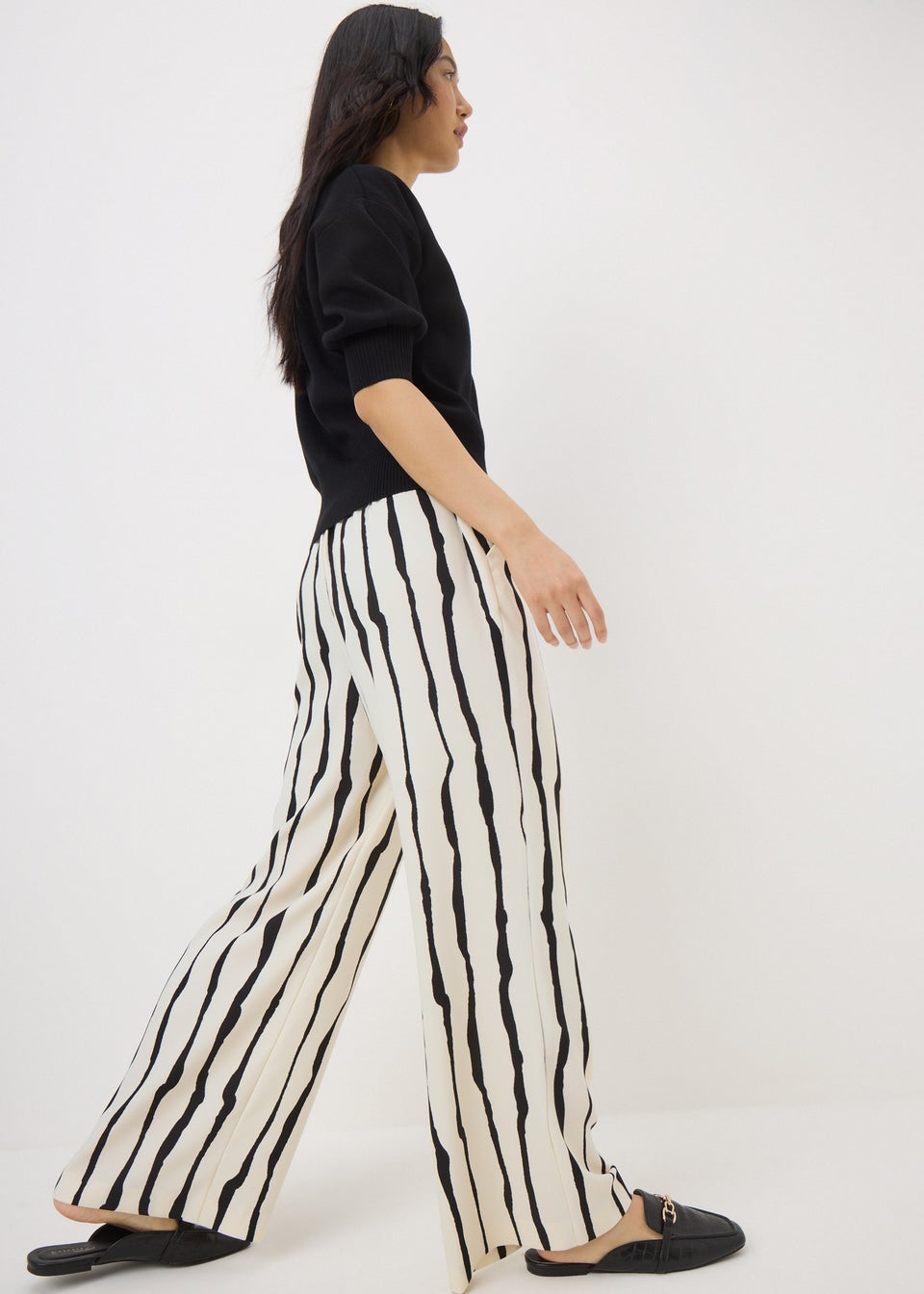 Cream Stripe Co Ord Trousers