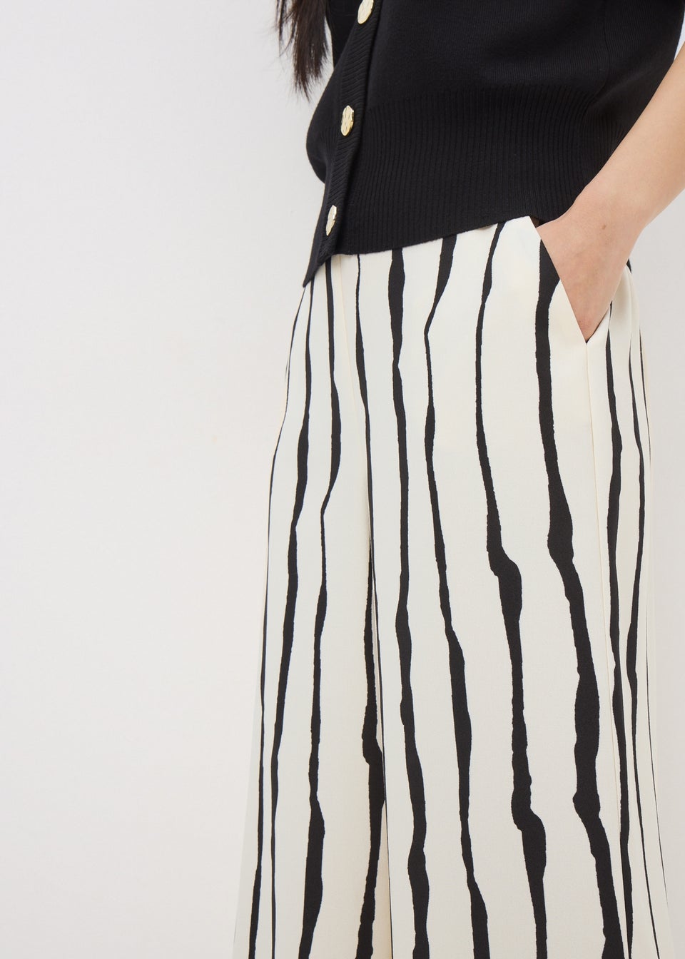 Cream Stripe Co Ord Trousers