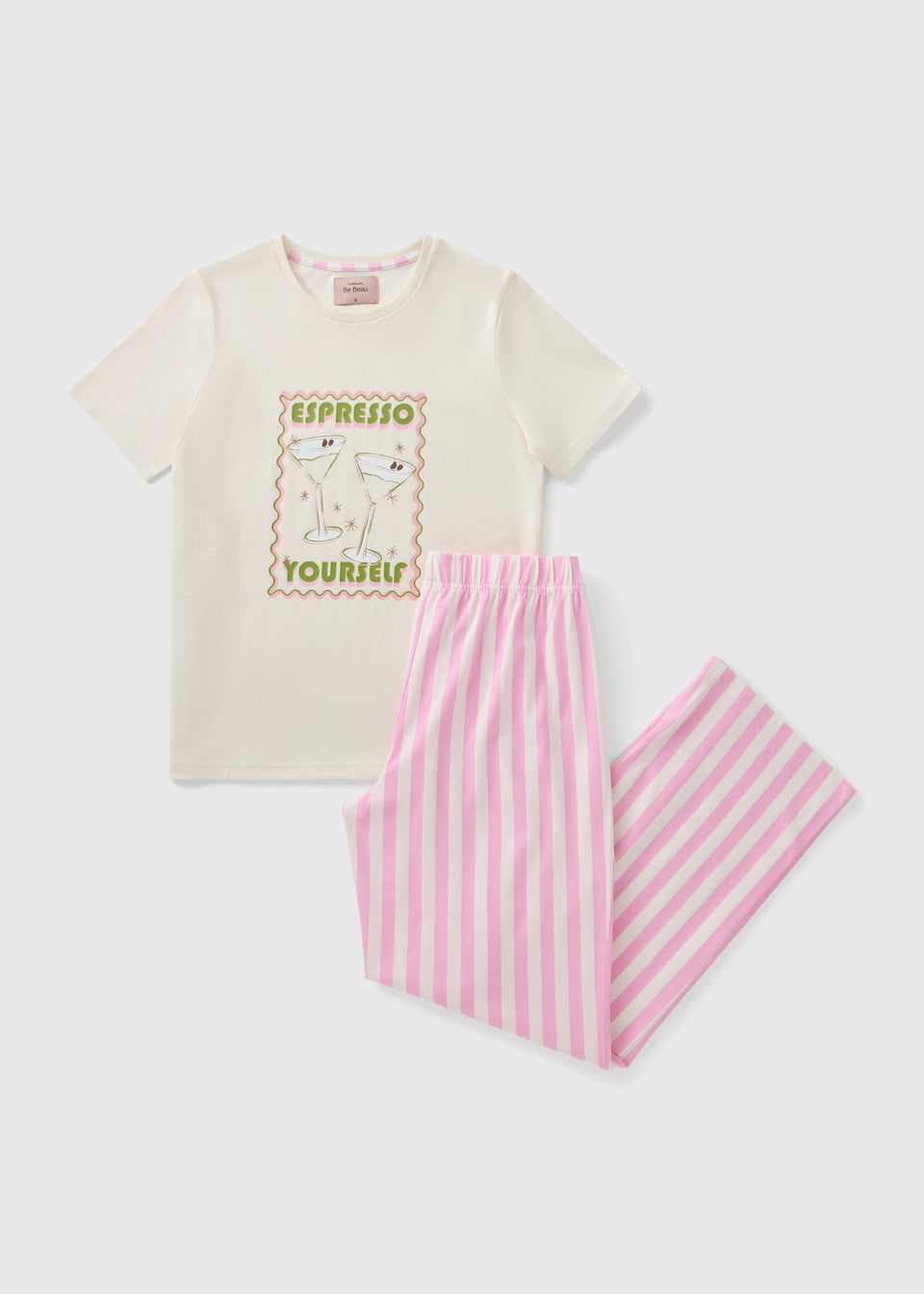 Cream Wide Leg Espresso Pyjama Set