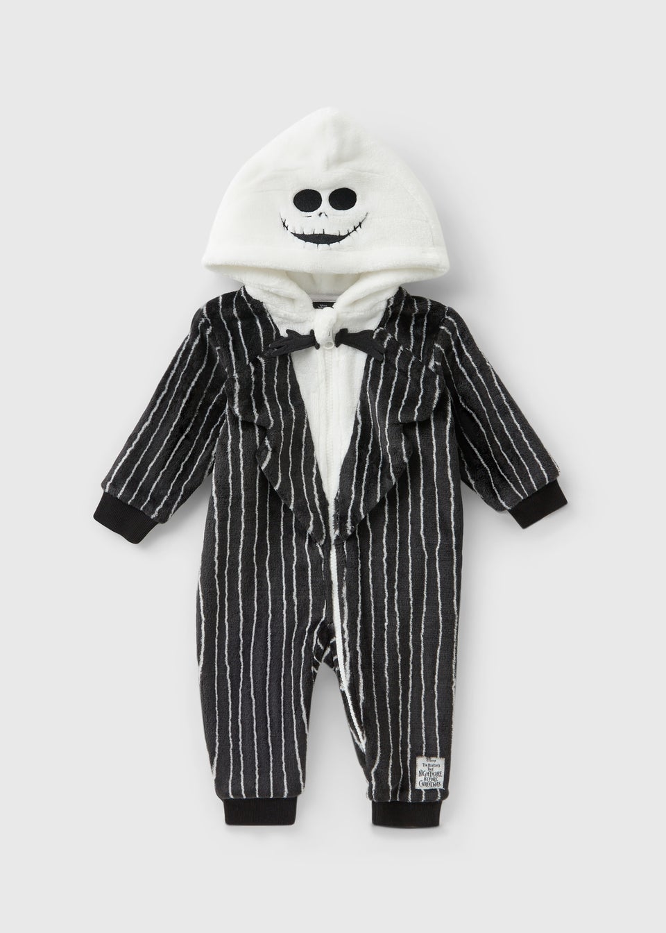 Jack Skellington Baby Black Fleece Pramsuit (Newborn-18mths)