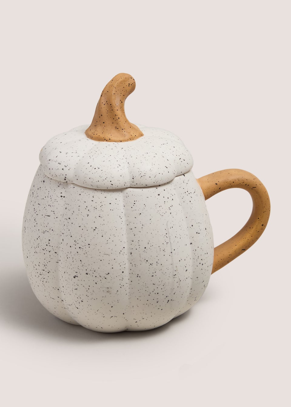 Cream Speckled Pumpkin Lidded Mug