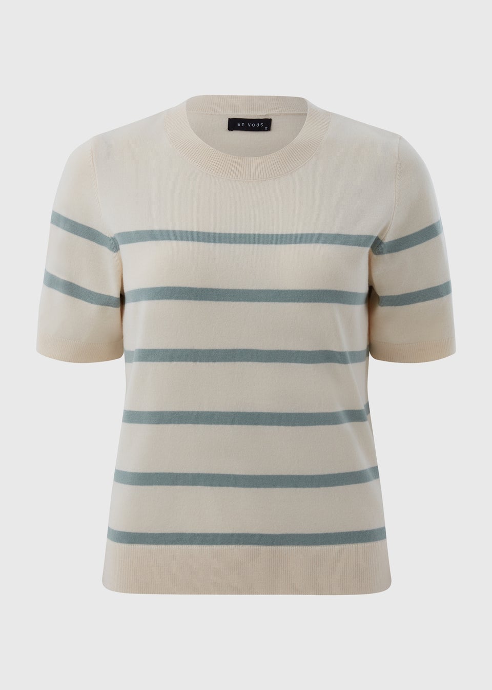 Et Vous Cream Stripe Knit T-Shirt