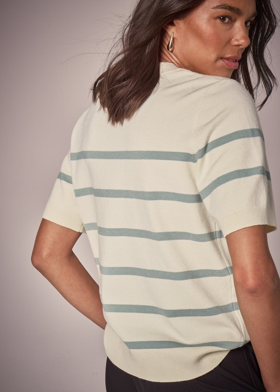 Et Vous Cream Stripe Knit T-Shirt